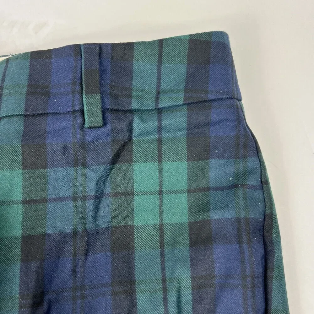 Land's End Green BlueBlackwatch Plaid Pants Size 6 Slim Leg Mid Rise